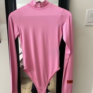 Heron Preston Hot Pink Long Sleeve Turtleneck Bodysuit